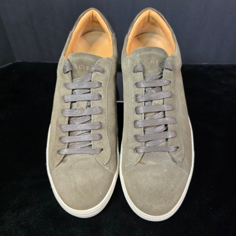 Reiss Finley Lace Up Leather Trainers in Sage Men's 8